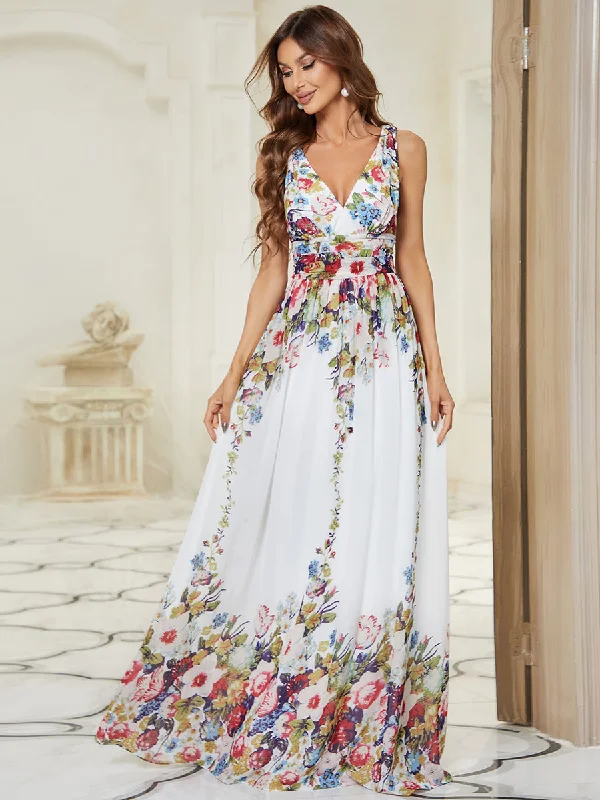 formal dresses for senior women with classic cuts --Elegant Wholesale Maxi Long Evening Dresses With Double V-Neck