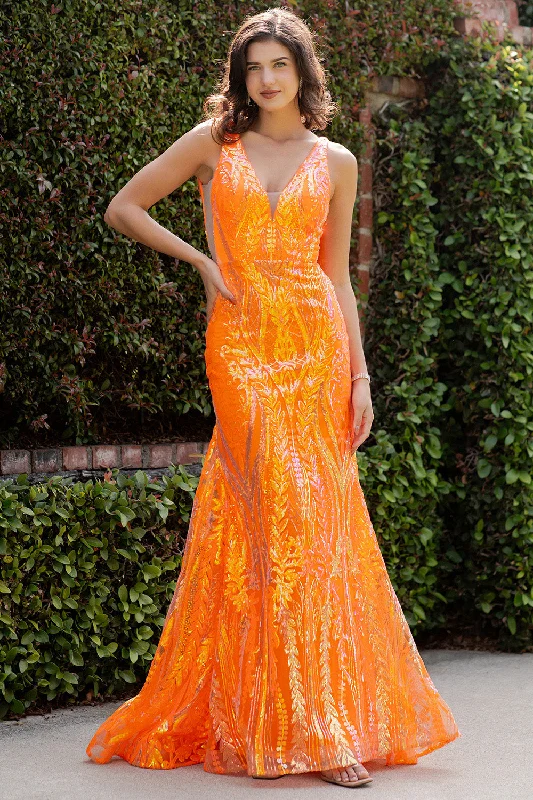 formal dresses for evening galas with sequin embellishments --Sequin Print Fitted Sleeveless Gown by Cinderella Couture 8182J