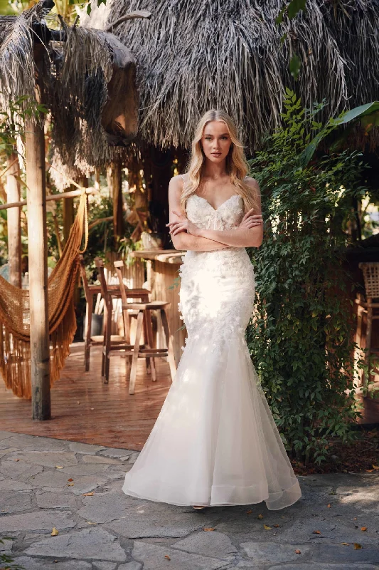 cocktail dresses with long sleeves for cooler weather --Applique Sleeveless Bridal Mermaid Dress by Juliet JT2469KW
