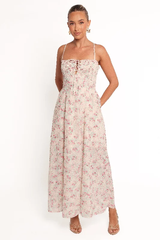 Spring dresses for weekend getaways with casual style -Vespera Maxi Dress - Pink Ditsy