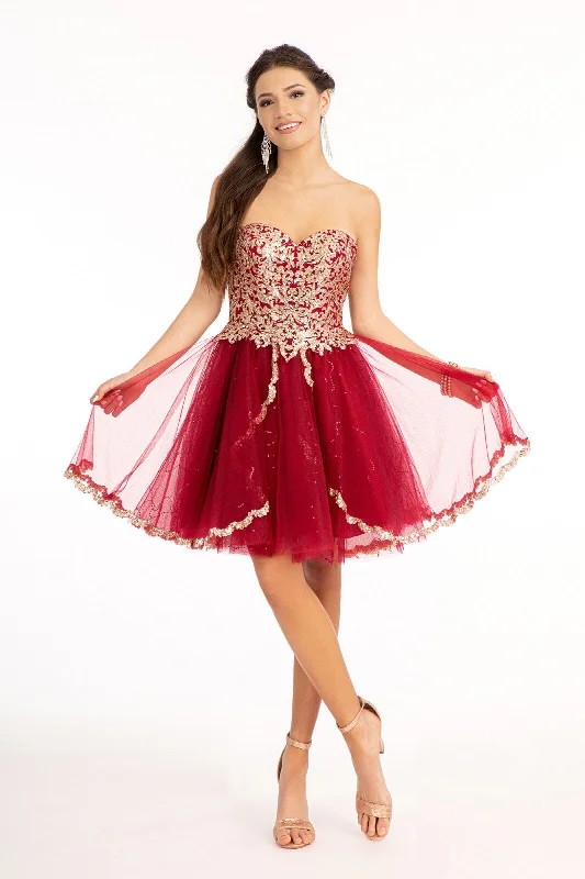 Sure, here’s the continuation of the long-tail keywords for “Party Dresses”:Beaded Bodice Short Strapless Dress by Elizabeth K GS1980