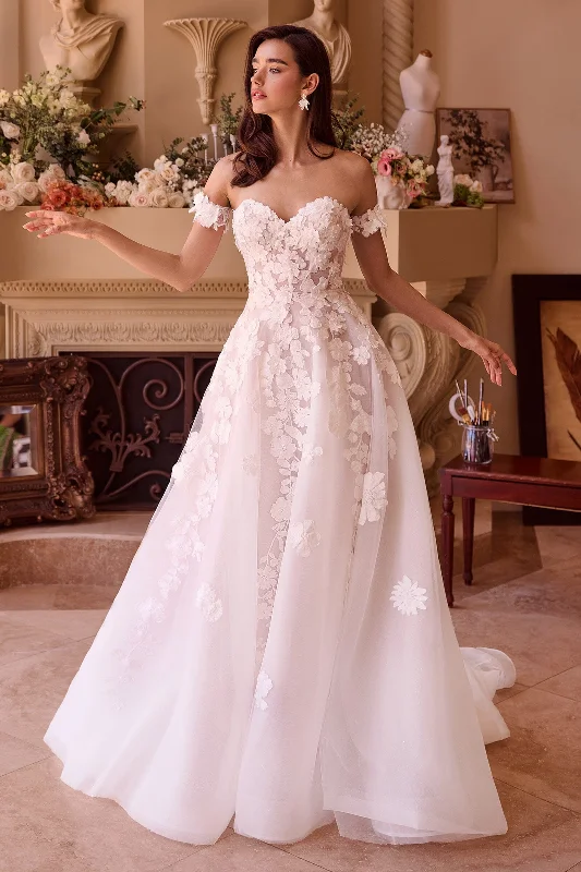 cocktail dresses with sweetheart necklines for romantic looks --3D Floral Strapless Bridal Gown by Ladivine WL039