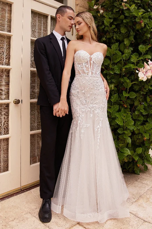 formal dresses for maternity with stretchy waistbands --Strapless Corset Mermaid Wedding Dress by Ladivine CB126W