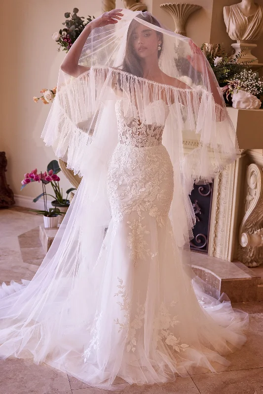 Elegant wedding guest dresses for formal evening events -Couture Ruffle Edge 2-Tier Veil by Ladivine V011