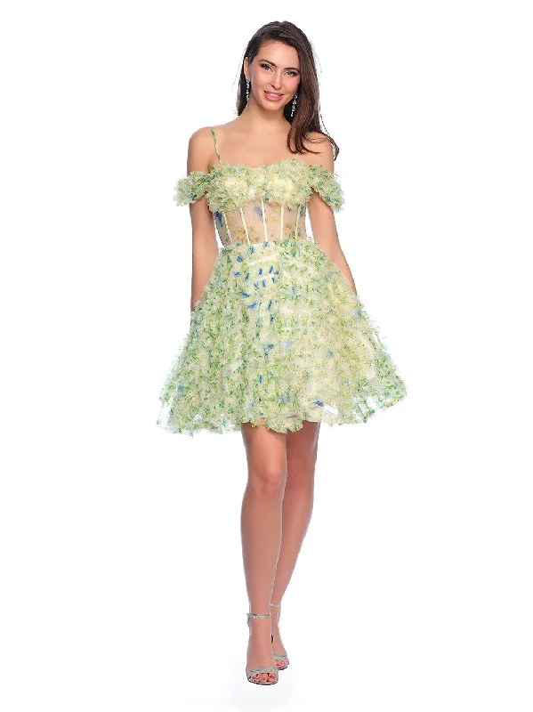Graduation dresses with stylish pleats for added movement -Short Cocktail Dress by Dave and Johnny 11767