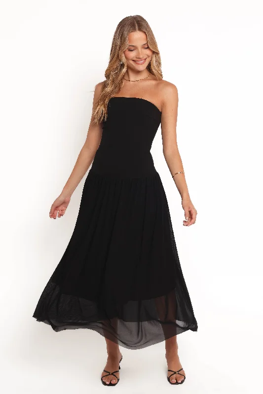 Trendy wedding guest dresses with cut-out details for added drama -Caitie Midi Dress - Black