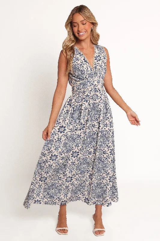 Classy cocktail party dresses for semi-formal occasions -Elysia Midi Dress - Azalea Mosaic