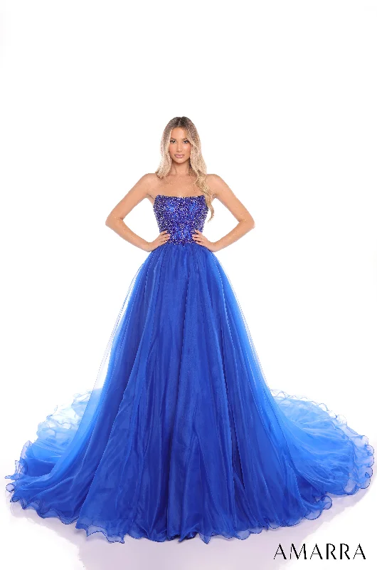 formal dresses for teenagers with modest necklines --Organza Strapless A-line Gown by Amarra 88440