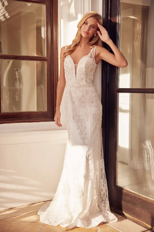 cocktail dresses with ruched sides for slimming effect --Fitted Glitter Print White Gown by Juliet 277W