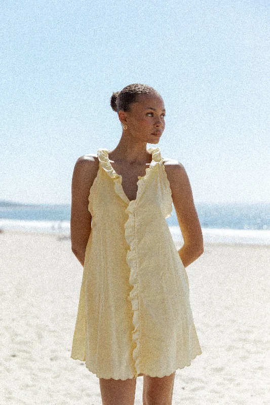 Graduation dresses for high school graduates with chic styles -Cassandra Ruffle Mini Dress - Butter Yellow