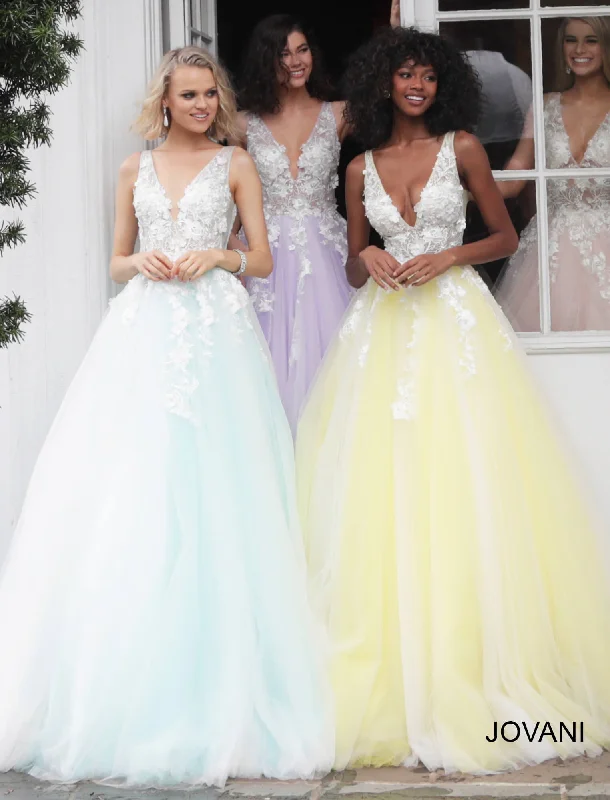 formal dresses for cruise vacations in wrinkle-resistant fabric --Tulle Sleeveless A-line Gown by Jovani 55634