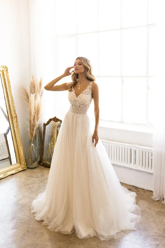 Wedding guest dresses with an empire waist for a classic look -Sleeveless Lace Bodice Bridal Gown by Abby Lane 97193