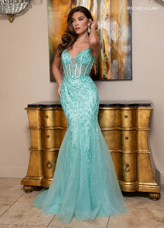 cocktail dresses with metallic thread for shimmer --Glitter Print Fitted Corset Gown by Rachel Allan 70750
