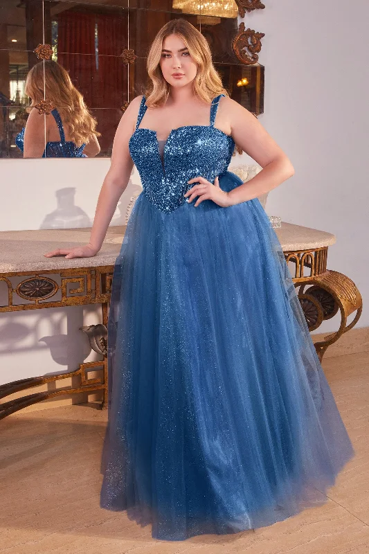 Vibrant wedding guest dresses for summer celebrations -Plus Size Sequin Sleeveless Tulle Gown by Ladivine CD0217C