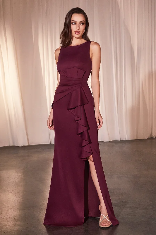 Short wedding guest dresses for summer events -Fitted Sleeveless Neoprene Gown by Ladivine CH377