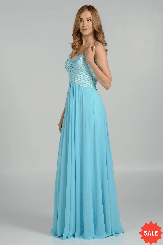 bridesmaid dresses with adjustable waist ties for custom fit --Strapless Sweetheart Gown with Sequined Top by Poly USA 7714