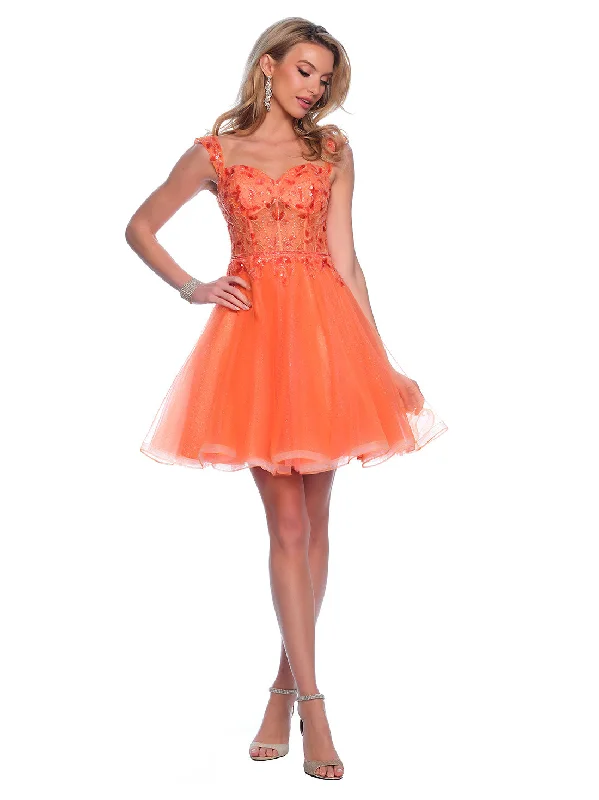 Short graduation dresses with a vintage-inspired style -Short Cocktail Dress by Dave and Johnny 12038