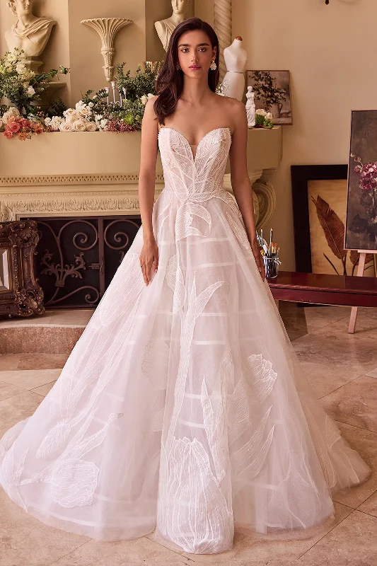 Unique wedding guest dresses with modern accents -Strapless Tulle Wedding Gown by Ladivine WL043