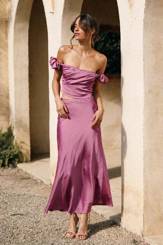 Wedding guest dresses for an upscale wedding with high fashion -Arabella Two Piece Set - Dark Rose