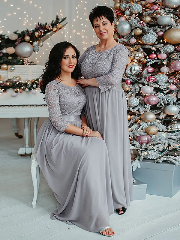 Light fabric dresses for casual evening parties -Plus Size Lace Wholesale Bridesmaid Dresses with Long Lace Sleeve