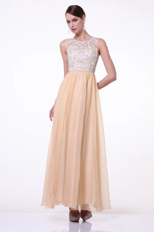 cocktail dresses with embroidered sleeves for elegance --Beaded Long Sleeveless Illusion Dress by Cinderella Divine J710