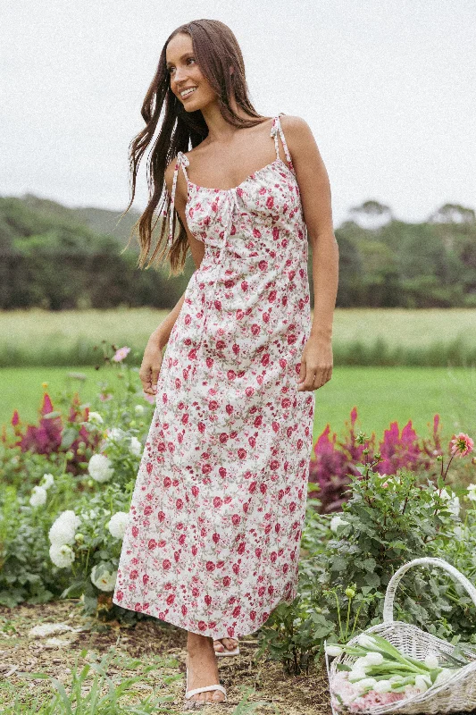 Spring dresses with pleated skirts for a graceful look -Imelda Midi Dress - Rose Print Spring dresses with pleated skirts for a graceful look -Imelda Midi Dress - Rose Print