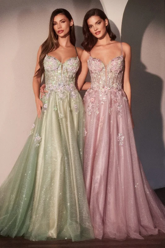 cocktail dresses with sweetheart necklines for romantic looks --Applique Sleeveless A-line Gown by Ladivine CD740