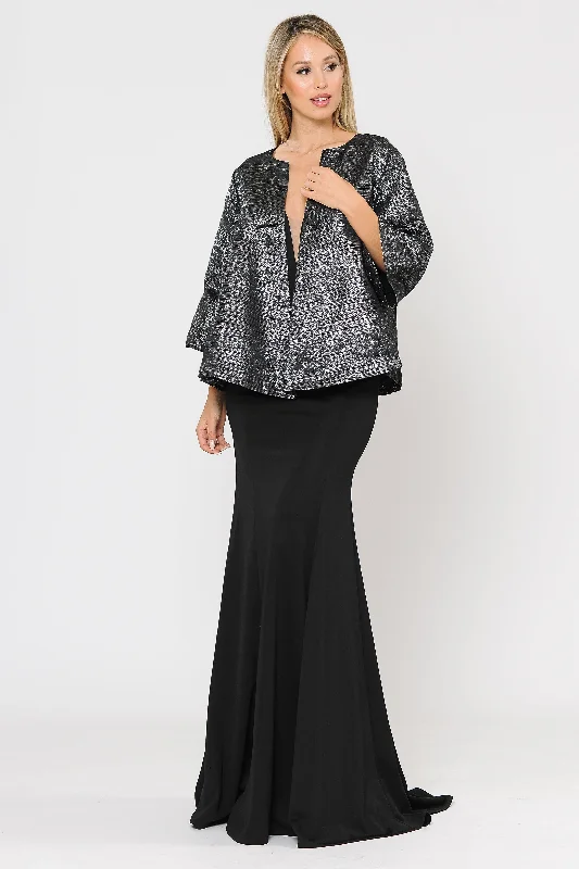 Budget-friendly but chic wedding guest dresses -Plus Size Metallic Single Button Jacket by Poly USA JK1922