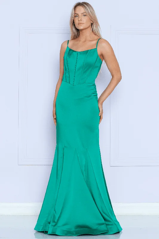 cocktail dresses with high-low skirts for trendy looks --Sleeveless Charmeuse Mermaid Dress by Poly USA 9006