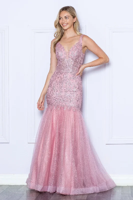 cocktail dresses with layered skirts for dramatic effect --Glitter Print Sleeveless Mermaid Dress by Poly USA 9388