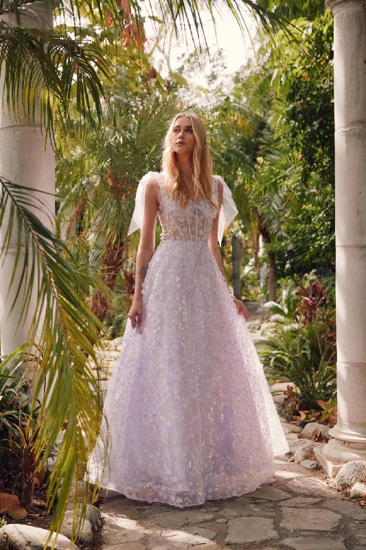 cocktail dresses with ruched bodices for flattering fit --3D Floral Glitter Sleeveless A-line Gown by Juliet JT2439K