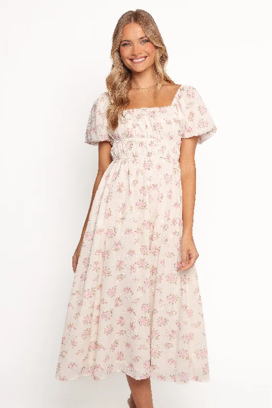 Spring dresses for hot weather with breathable fabrics -Eowyn Maxi Dress - Ivory Pink Spring dresses for hot weather with breathable fabrics -Eowyn Maxi Dress - Ivory Pink