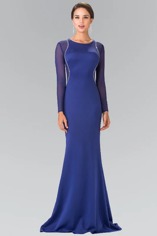 cocktail dresses with beaded straps for sparkle --Beaded Sheer Long Sleeve Gown by Elizabeth K GL2284 - Outlet