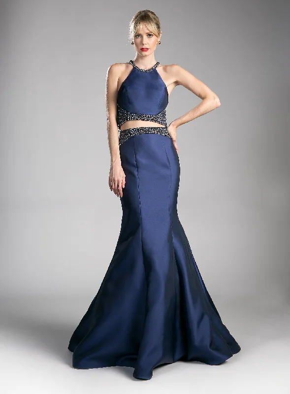 cocktail dresses with backless design for summer parties --Beaded Mikado Mermaid Dress by Cinderella Divine CB0023