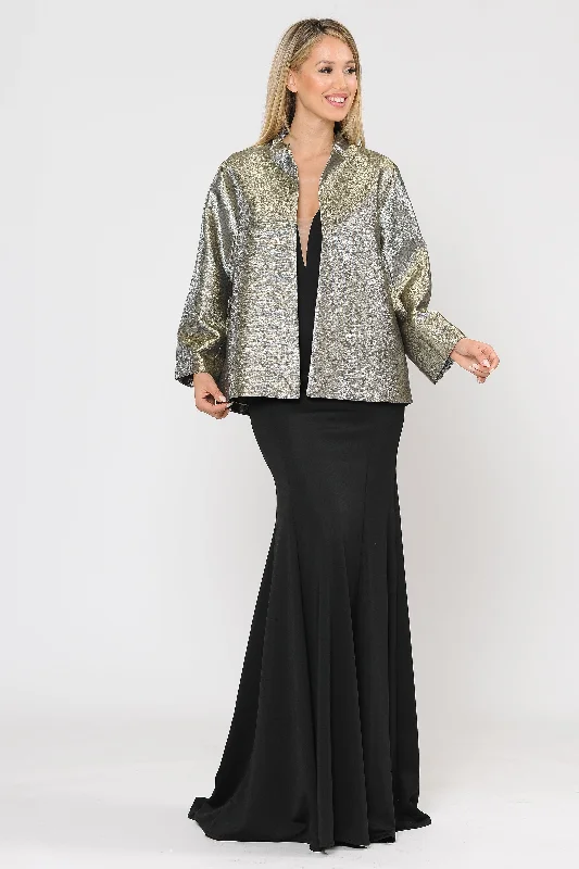 Wedding guest dresses with lace details for a feminine touch -Plus Size Two Tone Metallic Formal Jacket by Poly USA JK1908