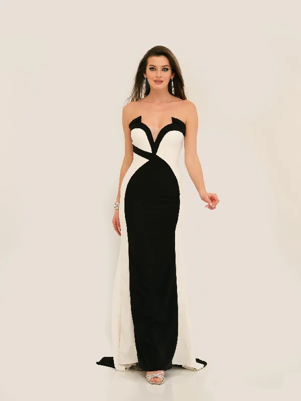 Wedding guest dresses for fall weddings with cozy fabrics -Long Evening Dress by Dave and Johnny 11296