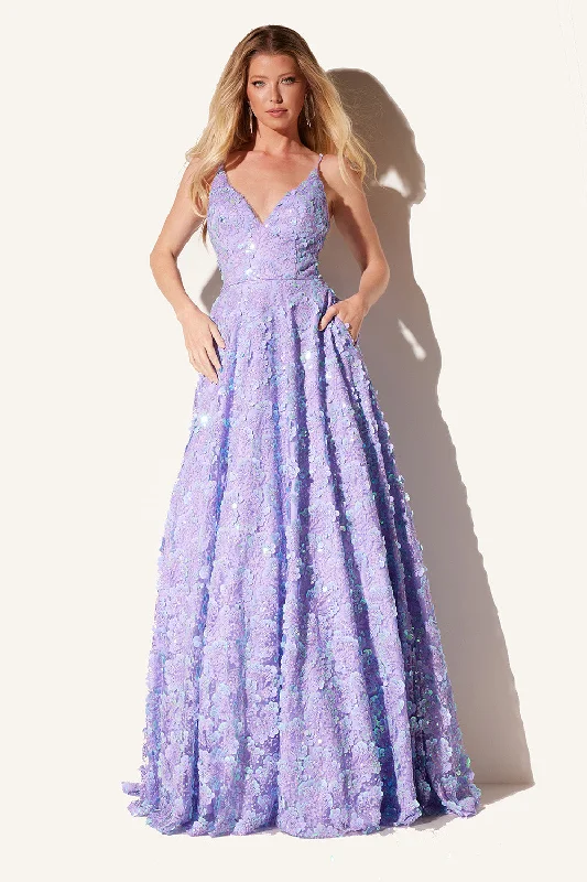 cocktail dresses with sequined accents for festive look --Sequin Print Sleeveless A-line Gown by Lucci Lu 1325