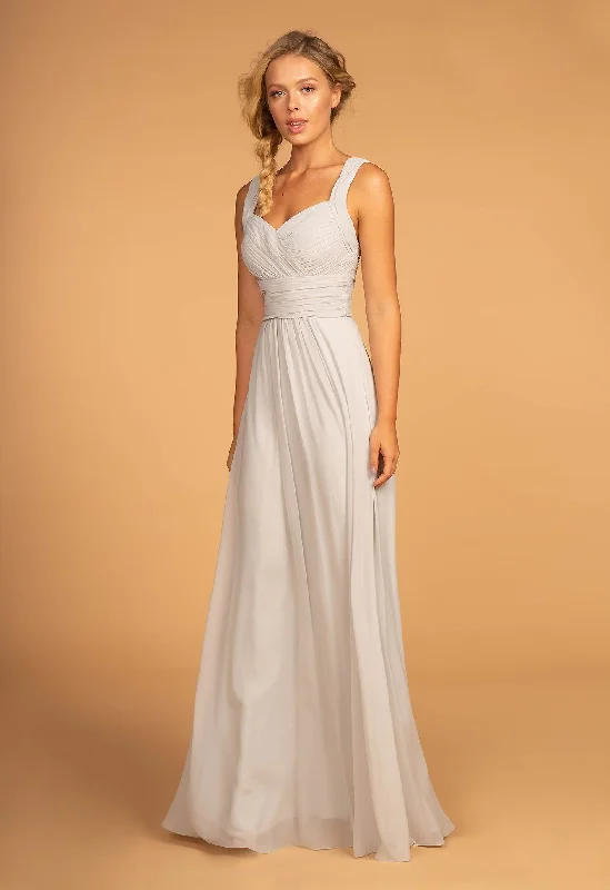 bridesmaid dresses with tiered skirts for volume --Long Chiffon Dress with Ruched Sweetheart Bodice by Elizabeth K GL2608