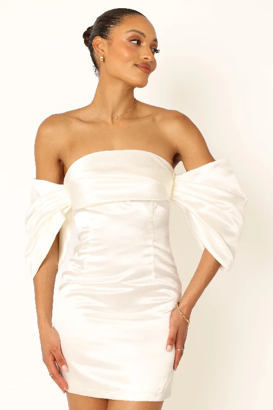 Graduation dresses for a country-themed ceremony -Nisha Strapless Mini Dress - White