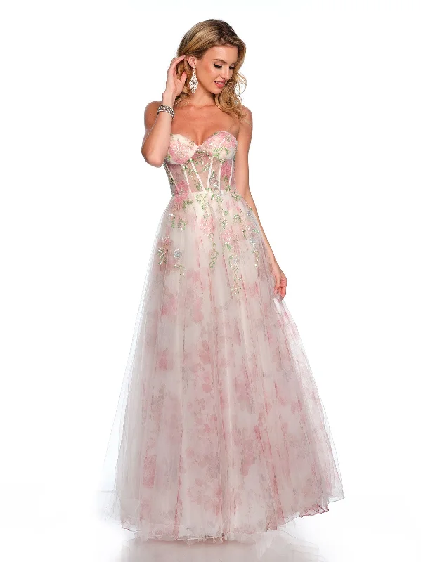 cocktail dresses with floral embroidery for romantic style --Long Evening Dress by Dave and Johnny 11637