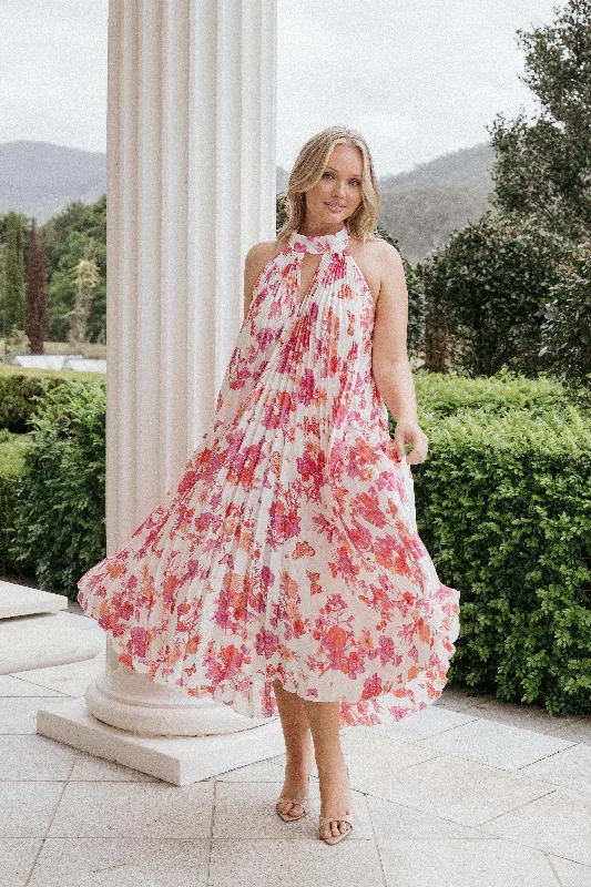 Casual yet classy party dresses for casual gatherings -Sirmione Maxi Dress - Pink Floral