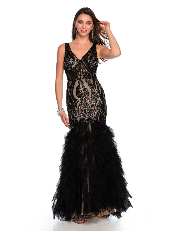 cocktail dresses with sequin skirts for party nights --Long Evening Dress by Dave and Johnny 11325