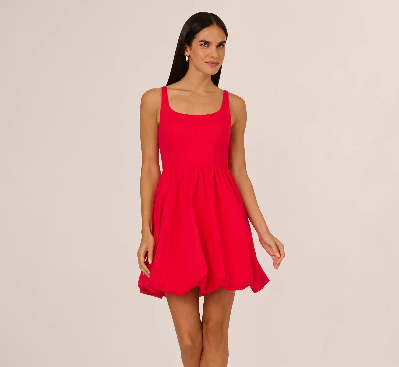 Spring dresses for petite women with flattering cuts -Square Neck Bubble Dress In Scarlet