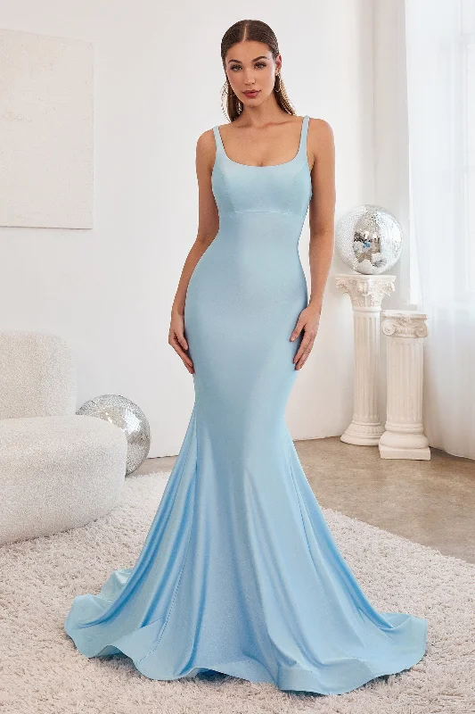Modern wedding guest dresses with minimalist designs -Lace-Up Back Mermaid Dress by Ladivine CD2219