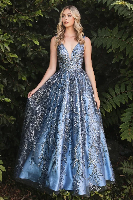 Wedding guest dresses for luxurious weddings with grand venues -Long Glitter Print Dress by Cinderella Divine J812