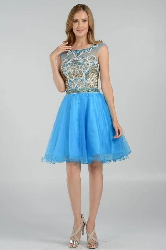 Graduation dresses for casual ceremonies with a relaxed style -Short Dress with Embellished Bodice by Poly USA 7542