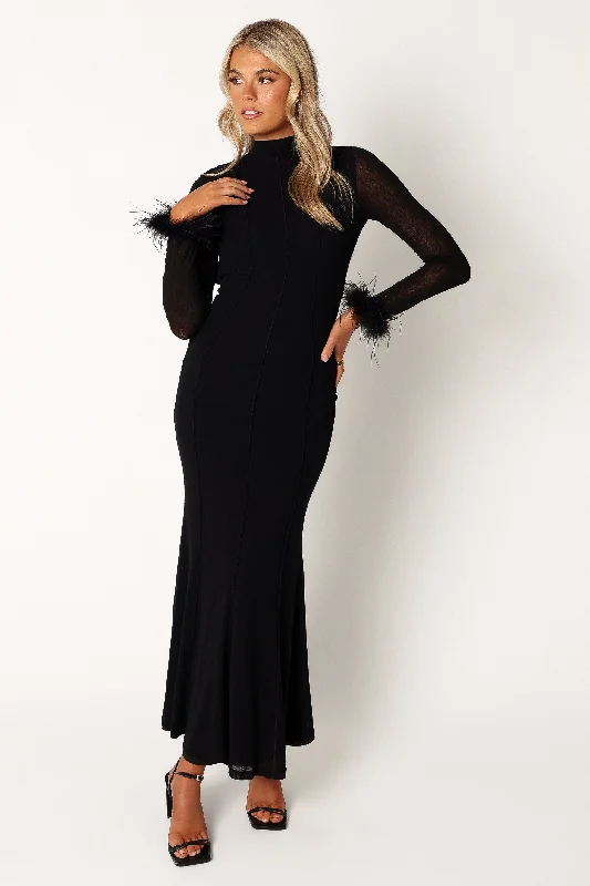 cocktail dresses with sweetheart necklines for romantic looks --Ramoni Maxi Dress - Black