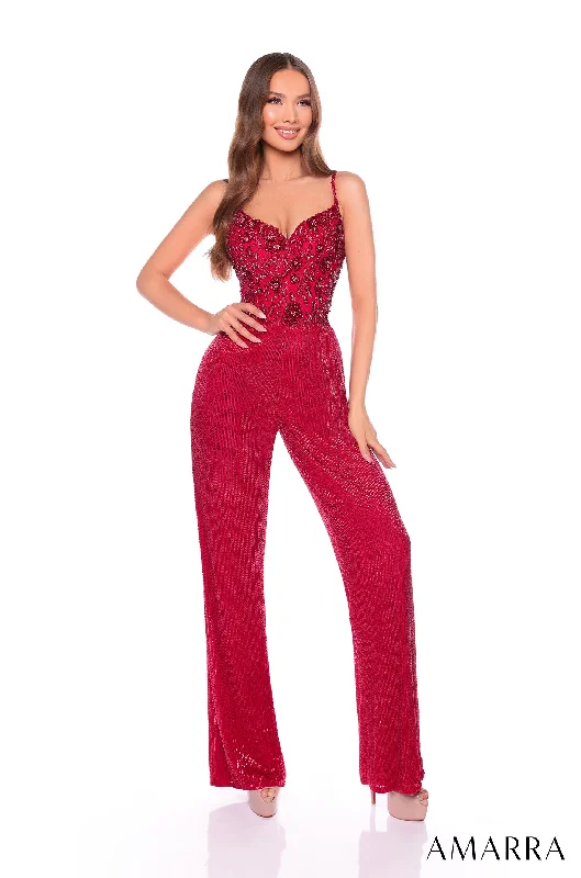 cocktail dresses with long sleeves for cooler weather --Embellished Sleeveless Jumpsuit by Amarra 88135