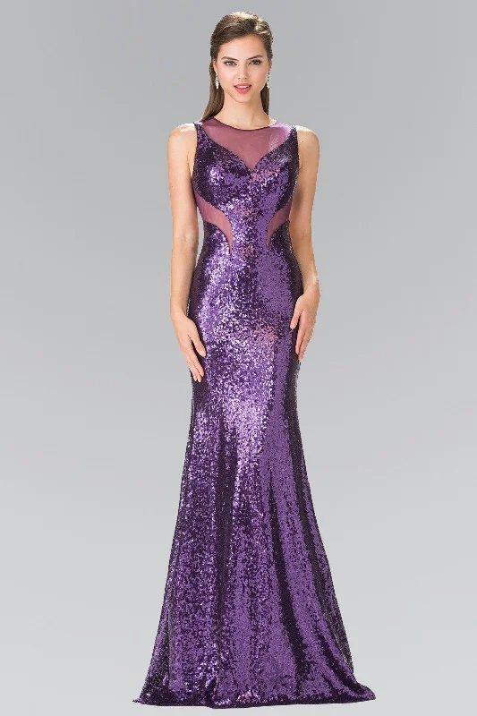 cocktail dresses with floral prints for daytime events --Sleeveless Sequined Dress with Sheer Cutouts by Elizabeth K GL2292