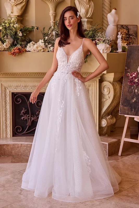 cocktail dresses with long sleeves for cooler weather --Applique Sleeveless Tulle Bridal Gown by Ladivine CD792W